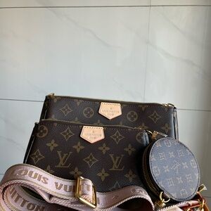 Louis Vuitton Brown Monogram Crossbody Bag Set